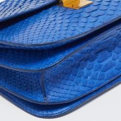 Celine Blue Python Medium Classic Box Shoulder Bag