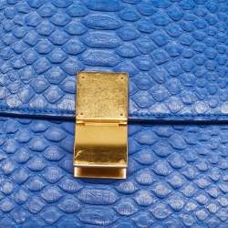Celine Blue Python Medium Classic Box Shoulder Bag