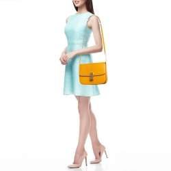 Celine Mustard Python Medium Classic Box Shoulder Bag