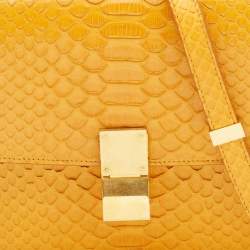 Celine Mustard Python Medium Classic Box Shoulder Bag