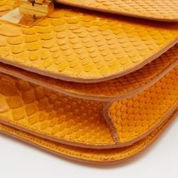 Celine Mustard Python Medium Classic Box Shoulder Bag
