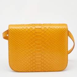 Celine Mustard Python Medium Classic Box Shoulder Bag