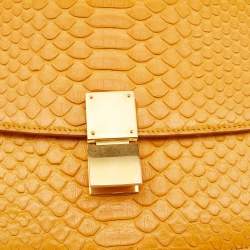Celine Mustard Python Medium Classic Box Shoulder Bag