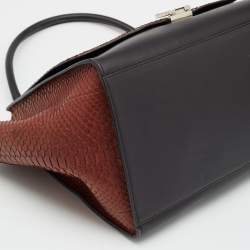 Celine Brown/Black Python and Leather Large Trapeze Top Handle Bag