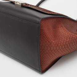 Celine Brown/Black Python and Leather Large Trapeze Top Handle Bag