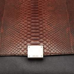 Celine Brown/Black Python and Leather Large Trapeze Top Handle Bag