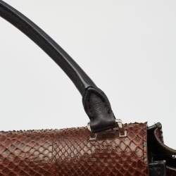 Celine Brown/Black Python and Leather Large Trapeze Top Handle Bag