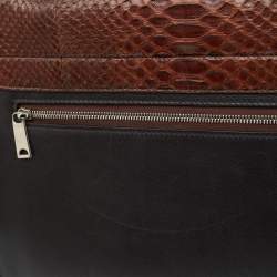 Celine Brown/Black Python and Leather Large Trapeze Top Handle Bag