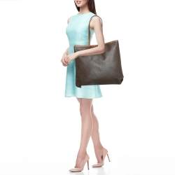 Pre Owned Celine Dark Brown Macadam Coated Canvas and Leather Tote