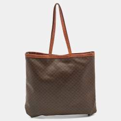 Pre Owned Celine Dark Brown Macadam Coated Canvas and Leather Tote