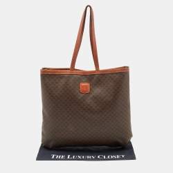 Pre Owned Celine Dark Brown Macadam Coated Canvas and Leather Tote