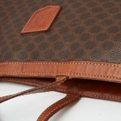 Pre Owned Celine Dark Brown Macadam Coated Canvas and Leather Tote