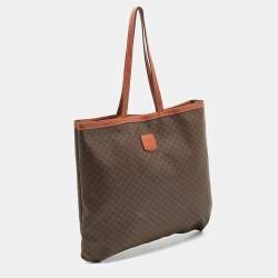 Pre Owned Celine Dark Brown Macadam Coated Canvas and Leather Tote