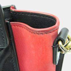 Celine Black Bordeaux Pink Luggage Leather Nano Shopper Handbag 