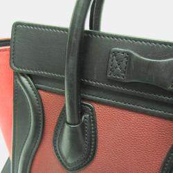 Celine Black Bordeaux Pink Luggage Leather Nano Shopper Handbag 
