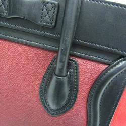 Celine Black Bordeaux Pink Luggage Leather Nano Shopper Handbag 