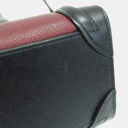 Celine Black Bordeaux Pink Luggage Leather Nano Shopper Handbag 
