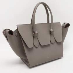 Pre Owned Celine Grey Leather Mini Tie Tote