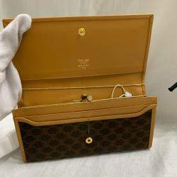 Pre Owned Celine Brown Leather Macadam Long Wallet