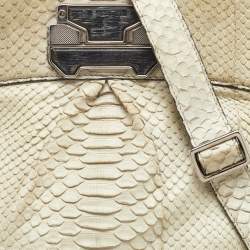 Celine Cream Python Frame Satchel