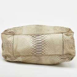 Celine Cream Python Frame Satchel