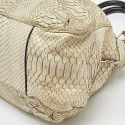 Celine Cream Python Frame Satchel
