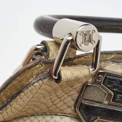 Celine Cream Python Frame Satchel