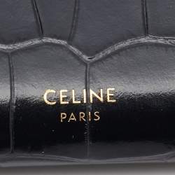 Celine Black Croc Embossed Leather Continental Wallet