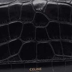 Celine Black Croc Embossed Leather Continental Wallet