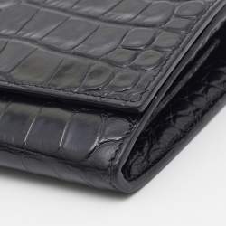 Celine Black Croc Embossed Leather Continental Wallet
