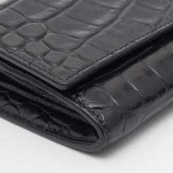 Celine Black Croc Embossed Leather Continental Wallet