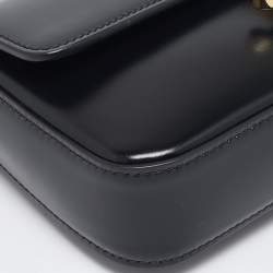 Pre Owned Celine Black Leather Crystal Embellished Claude Shoulder Bag