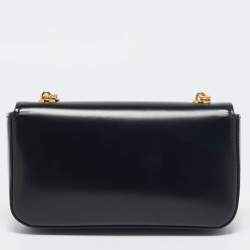 Pre Owned Celine Black Leather Crystal Embellished Claude Shoulder Bag