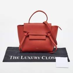 Pre Owned Celine Orange Leather Nano Belt Top Handle Bag