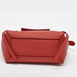 Pre Owned Celine Orange Leather Nano Belt Top Handle Bag