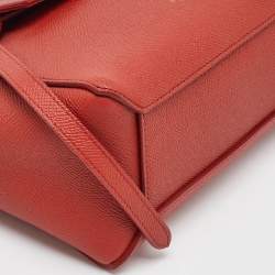 Pre Owned Celine Orange Leather Nano Belt Top Handle Bag