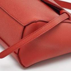 Pre Owned Celine Orange Leather Nano Belt Top Handle Bag