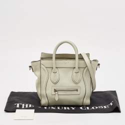 Celine Light Grey Leather Nano Luggage Tote
