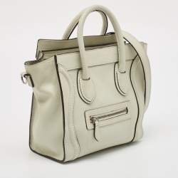 Celine Light Grey Leather Nano Luggage Tote
