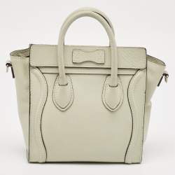 Celine Light Grey Leather Nano Luggage Tote