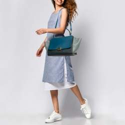 Pre Owned Celine Tricolor Leather Medium Trapeze Top Handle Bag
