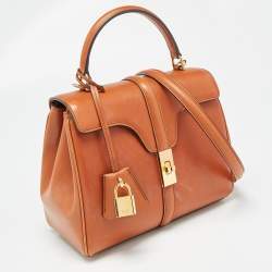 Pre Owned Celine Brown Leather Small 16 Top Handle Bag