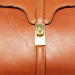 Pre Owned Celine Brown Leather Small 16 Top Handle Bag