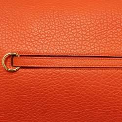 Pre Owned Celine Orange Leather Medium Ring Tote