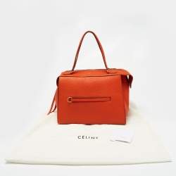 Pre Owned Celine Orange Leather Medium Ring Tote