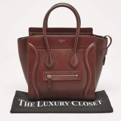 Pre Owned Celine Brown Leather Micro Luggage Tote