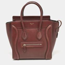 Pre Owned Celine Brown Leather Micro Luggage Tote