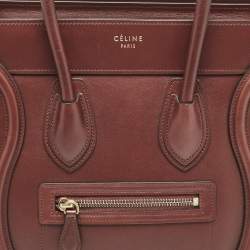 Pre Owned Celine Brown Leather Micro Luggage Tote