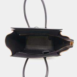 Pre Owned Celine Black/White/Yellow Luggage Shopper Leather Suede Bag