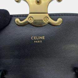 Celine Black Shiny Calf Leather Triomphe Mini Claude Shoulder Bag